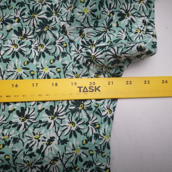 J. Crew Men's Size Medium Slim Fit Green Floral Print 100% Linen Shirt - Picture 6 of 8